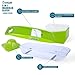 Mandoline Slicer, OCOLEO Julienne Vegetable Slicer - Potato Slicer - Cutter for Cucumber, Onion, Cheese with 5 Stainless Steel Blades with eBook, Peeler and Food Container - Mandolin