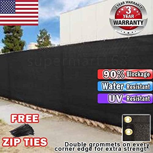 EVERGROW 5' x 50' Black Fence Privacy Screen Windscreen Cover Fabric Shade Tarp Plant Greenhouse Netting Mesh Cloth - Commercial Grade 170 GSM - Heavy Duty - 3 Years Warranty