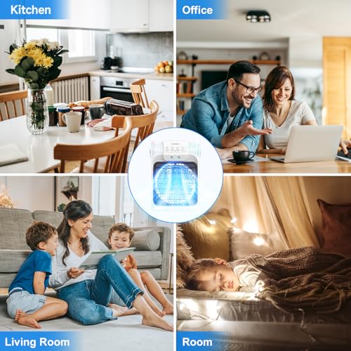 Portable Air Conditioners with Remote for Bedroom, 4-IN-1 Personal Evaporative Air Cooler with 3 Speeds & 3 Mist, 7-Color Night Light, 2-8H Timer, 1200ML Mini Air Conditioner Cooling Fan for Office