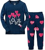 Slenily Little Girls Clothes Heart Cotton Sleep Pajamas Cartoon Sets