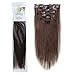 Emosa 7Pcs 70g 100% Real Full Head Remy Clip In Human Hair Extensions #4 Medium Brown Silky Soft