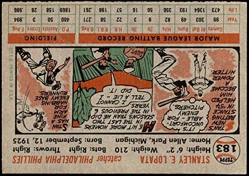 Amazon Com 1956 Topps 1 Stan Lopata Philadelphia Phillies Baseball Card Dean S Cards 5 Ex Phillies Collectibles Fine Art