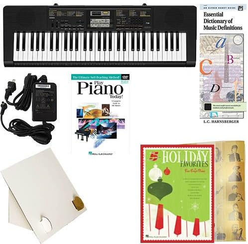 Homeschool Music - Learn to Play the Piano Pack (Holiday Favorites Book Bundle) - Includes Casio CTK 2400 Keyboard w/Adapter, learn 2 Play DVD/Book, Books & All Inclusive Learning Essentials