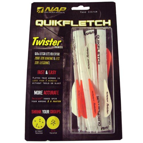 New Archery Products 6-Pack 2-Inch Quickfletch Twister Vanes (White/Orange)