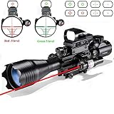 Rifle Scope Combo C4-16x50EG Dual Illuminated with Laser sight 4 Holographic Reticle Red/Green Dot for Weaver/Rail Mount