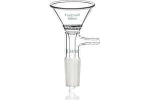 FunChem Triangle Glass Filter Funnel, 60mm Diameter Top Outer, 24/40 Inner Joint, Laboratory Filtration Funnel with Side Hose Connector