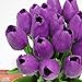 Adarl 10pcs Artificial Flower Artificial Tulip Flower Silk Floral For Home Office Decor Party Festival Weeding Decoration Purple