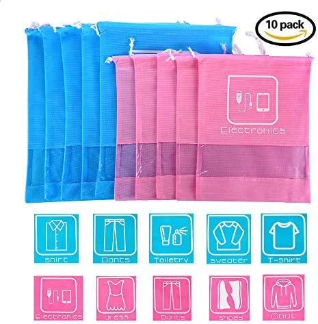10 Pack No-Woven Dual Drawstring Organizer Bags, Shoe Bags, Toiletry Bags