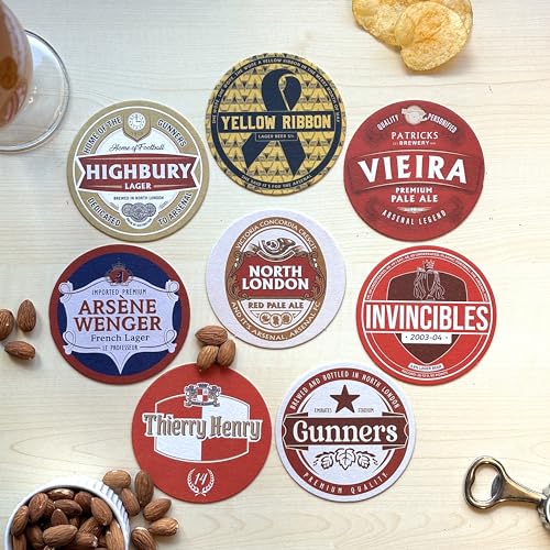 Arsenal Football Beer Mat Coasters - Perfect for a Gift or Present for Any Arsenal Fan (8-Pack)