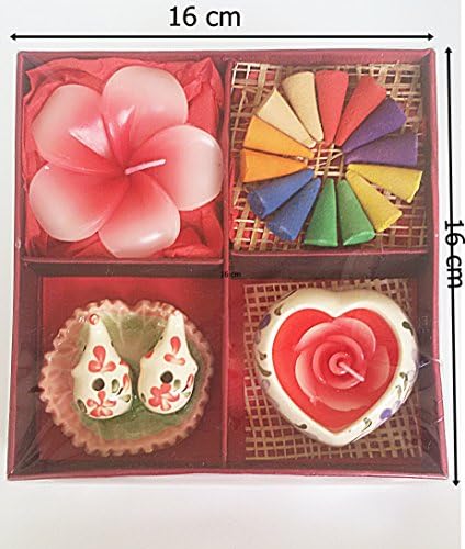 Candle Flower,Ceramic Holder, and Ceramic Candle, Incense Cones Mixed (1 set of 4 pieces ) Amore Romantic Gift Set