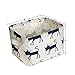 Small Foldable Storage Basket Canvas Fabric Waterproof Organizer Collapsible and Convenient for Nursery Babies Room 100% Cotton with Handle (Cat)