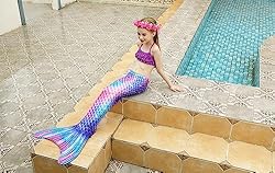 DNFUN Mermaid Tails for Swimming for Girls Monofin
