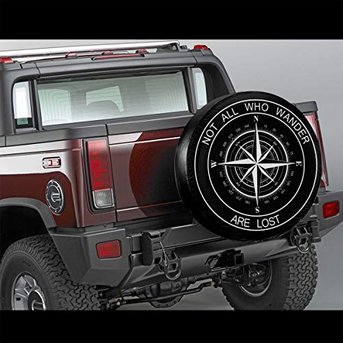 Pingping Not All Who Wander are Lost Spare Tire Cover Waterproof Dust-Proof Universal Spare Wheel Tire Cover Fit for Jeep, Camper Travel Trailer, RV, SUV, Truck and Many Vehicle 14" 15" 16" 17"