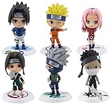 OIVA Set of 6 Pieces Mini Naruto PVC Figure Collectible Model with Bases