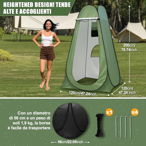 Charmofun Tenda Doccia Campeggio, Tenda WC Campeggio con Finestra e Tasca Portaoggetti, Tenda da Bagno Pop Up per Spiaggia, Pesca, Escursionism