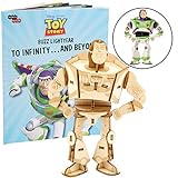 Disney Pixar: Toy Story Buzz Lightyear Book and 3D Wood Model Figure Kit - Build, Paint and Collect Your Own Wooden Movie Model - Great for Kids and Adults, 8+ - 4 3/4