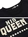 eshion The King And His Queen Grey Couple T-Shirt Round Neck Loose Couple Shirt, XL(US 8-10), Black (His Queen)
