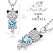 Smiling Lucky Cat Necklace NinaMaid Gold Plated Animal Jewelry Oval Crystal Pendant for Women 18 inch Blue