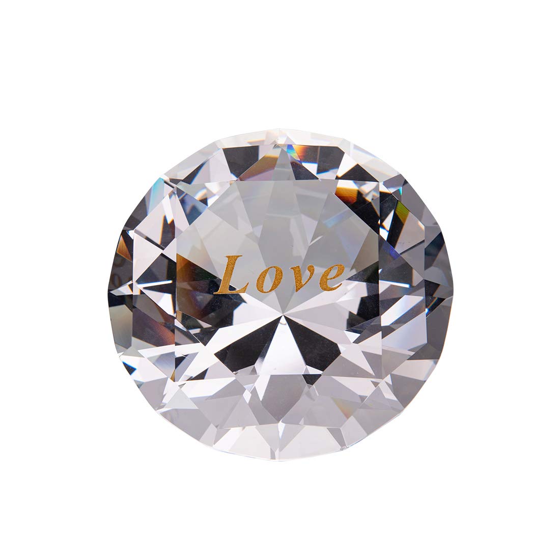 LONGWIN 80mm Crystal Fake Diamond Paperweight with Love Engraved Christmas Birthday Gifts for Girlfriend or Mom Wedding Table Centerpiece