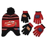 Disney Little Boys Cars Lightning McQueen Hat and 2 Pair Mittens or Gloves Cold Weather Accessory Set, Ages 2-7