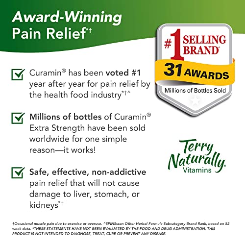 Terry Naturally Curamin Extra Strength 60 Tablets NonAddictive Pain Relief Supplement with
