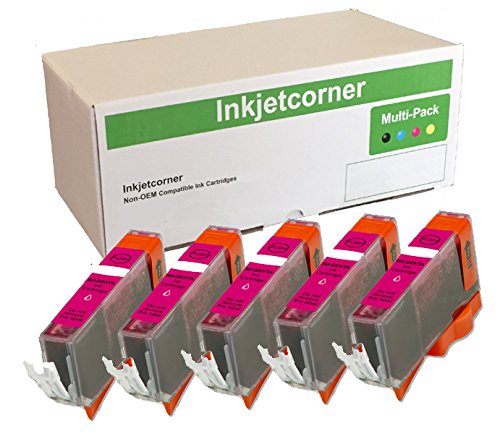 Inkjetcorner 5 Pack Compatible Magenta Ink Cartridges with Chip Replacement for CLI-251XL CLI-251 MG7520 iX6820 MG5520 MG5522 MG5620 MG6620 MG6600 MX920 MX922