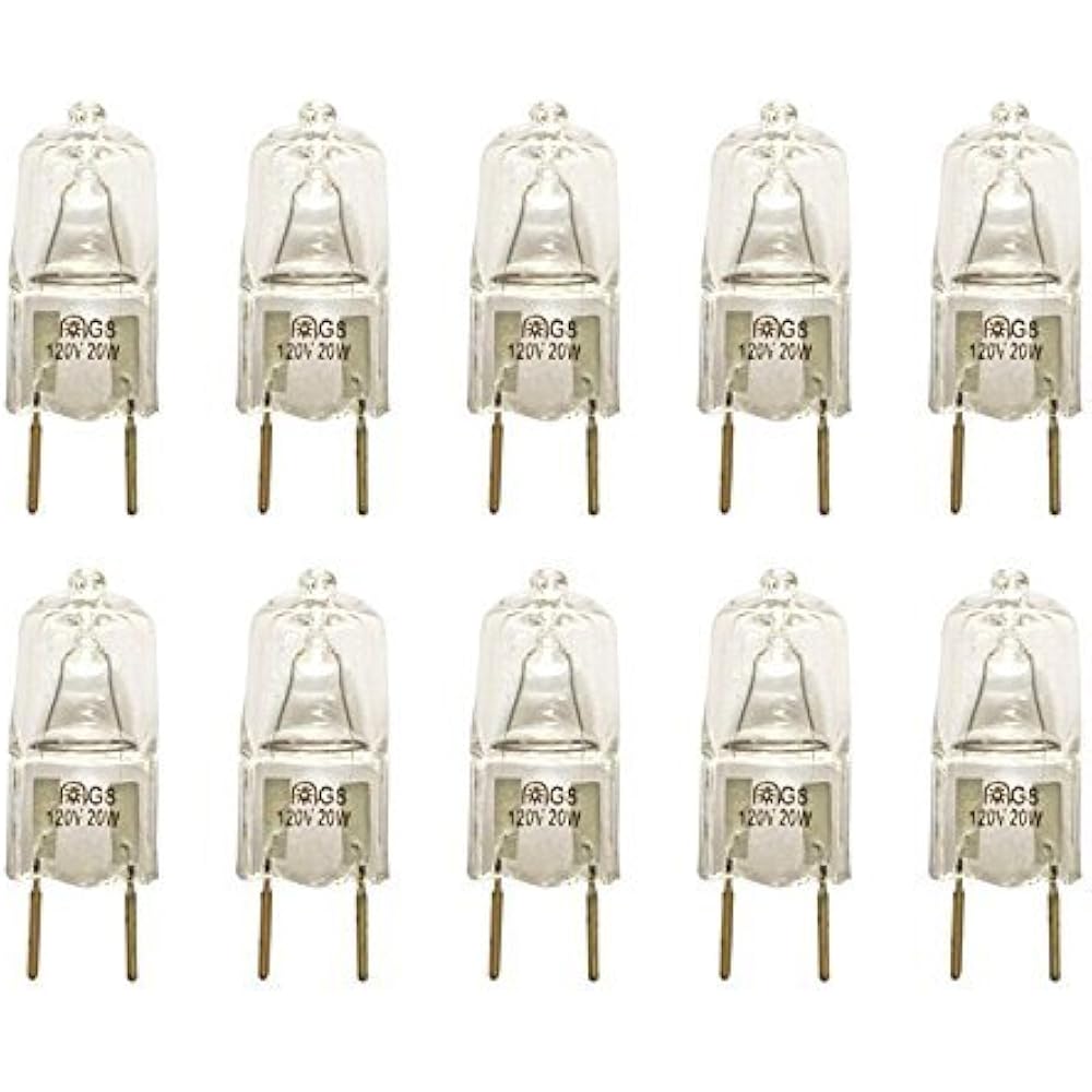 G8 120V 20W Halogen Light Bulbs, 2700K, With Base, Shorter