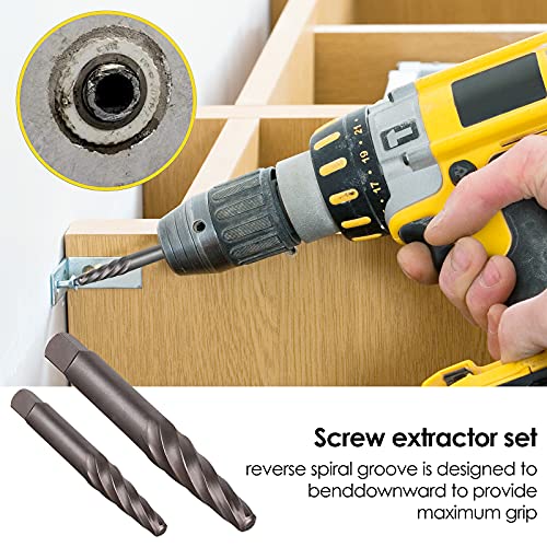 XEWEA 26Pcs Screw & Bolt Extractor Set and Right Drill Drill Bit Kit