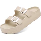 Haifago Women's Platform Sandals with Arch Support, Summer Beach Slides Adjustable Buckle Comfortable Lightweight EVA Slip on Slide