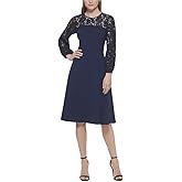 Eliza J Womens Long Sleeve Crew Neck Midi Dress