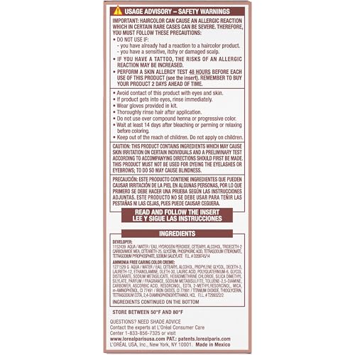 L’OREAL PARIS EXCELLENCE UNIVERSAL NUDES PERMANENT HAIR COLOR, AMMONIA FREE HAIR DYE FOR GRAY HAIR COVERAGE, 6N NATURAL LIGHT BROWN, 1 HAIR DYE KIT