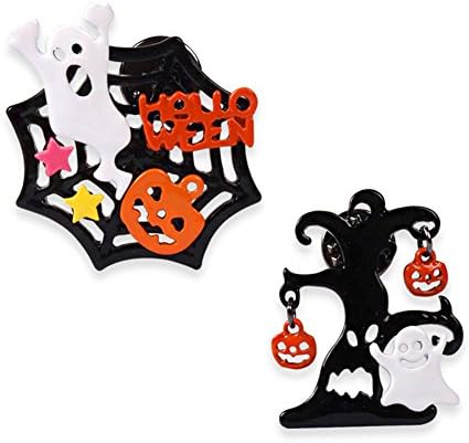 Halloween Brooch Pins- Enamel Lapel Pins Spider Web Pumpkin Ghost Brooches for Women Girls Children Fashion Brooch Clip Jacket T-Shirt Bag Hat Shoe,2pcs/pack