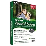 SENTRY Natural Defense Flea and Tick Topical for Dogs and Puppies, Over 40 lbs, 4 Month Supply