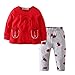 Eghunooy Baby Girls Clothes Set 2 Piece Long Sleeve Ladybug Pattern Infant Outfits (9-12 Months) Red
