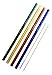 Teenie Greenie Straight Glass Straws 9 in x 9.5 mm, 4 Pack, Shatter Resistant, Pyrex-Glass + 2 Cleaning Brushes -No BPA-, Non-Toxic, Reusable, Eco-Friendly, 4 Fun Colors