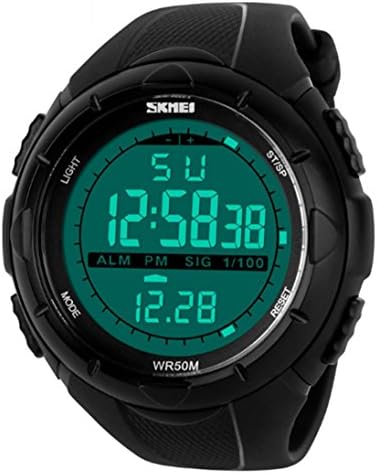 Shangdongpu Military Simple Design Digital LED Backlight Easy Reading Black Waterproof Casual Sport Watch