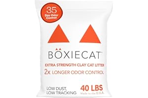 BOXIECAT Boxie® Extra Strength 35 Day Natural Odor Control Cat Litter, 40lb Clumping Clay Kitty Litter