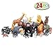 WODMAZ Safari Zoo Animal Figurines Toys, 24PCS Plastic Jungle Animals Figures, Jumbo Forest Wild Animal Playset with Elephant, Giraffe, Lion for Baby Kids Toddlers Cupcake Topper Birthday Set
