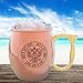 Izycal Moscow Mule Mug | Copper With Drink Like A King Logo | 16 Ounce | Rose Gold Barrel Shaped
