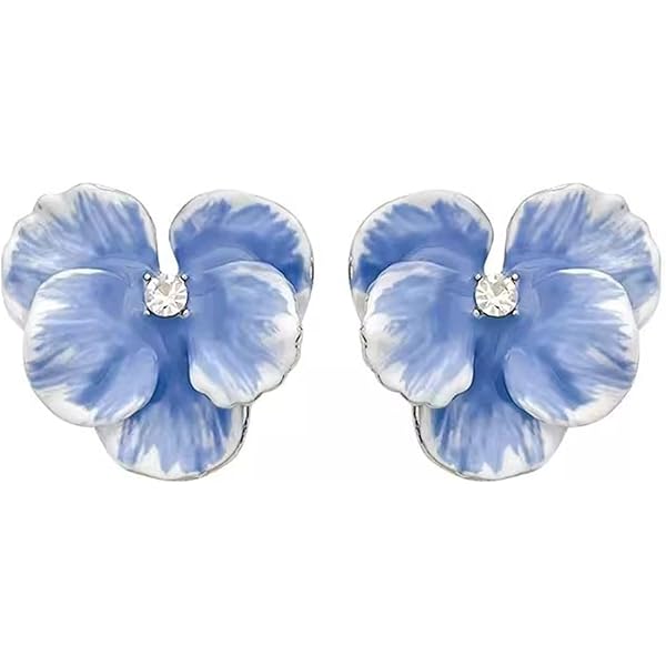 Butterfly Orchid Stud Earrings For Women - Dainty Pink Enamel Flower Earrings