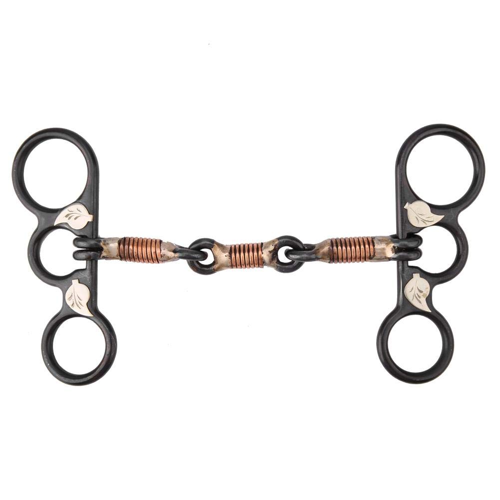 Horse Chew Black Stainless Steel Training Bit Copper Wire Wrapped Month Horse Ring Snaffle Horse Chew Stainless Steel Bit Stainless Steel Thickeness Bit for Horse
