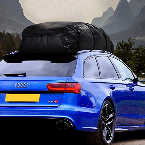 Waterproof PVC Vehicle Soft-Shell Carriers Car Roof Bag Cargo Storage Rooftop Luggage for Any Car Van or SUV/with Straps(20 Cubic Feet)