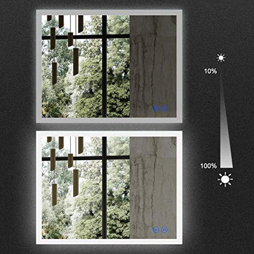 Bathroom Smart Backlit Lighted Mirror with Defogger and Touch dimming Switch, Very Light White