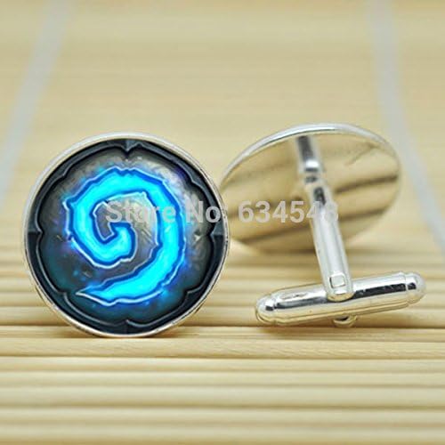 Pretty Lee Wow World Of Warcraft Logo Heartstone Cufflinks Glass Cabochon Cufflinks C3070