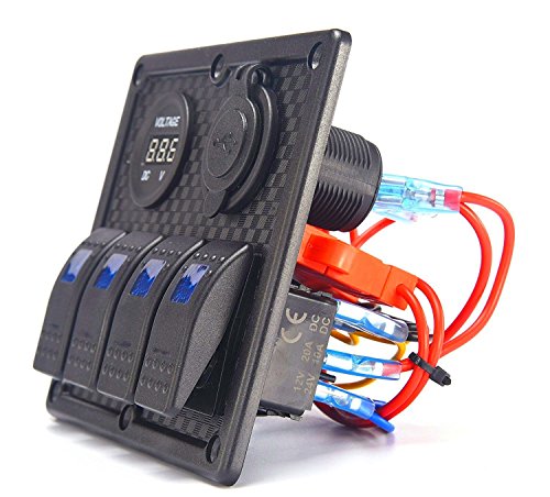 image for DCFlat 5 Pin 4 Gang/6 Gang Car Marine Boat Circuit RV LED Rocker Switc