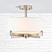 Linea di Liara Allegro Modern Farmhouse Semi Flush Mount Ceiling Light Fixture Brushed Nickel with Fabric Shade Drum Light Fixture Entry Light Fixtures Ceiling Bedroom Flush Mount Light, UL Listed