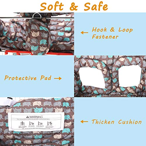 SDADI 2-in-1 Shopping Cart Cover, High Chair Cover for Baby and Toddler, Unisex for Boy or Girl, Carry Bag Attached, Brown