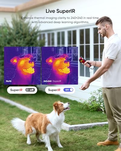 HIKMICRO E02 Thermal Camera with Visual Camera,Smart Scenes Detection,240*240 SuperIR,96x96 IR Resolution,Handheld Thermal Imaging Camera with Laser Pointer, 20Hz Infrared Thermal Imager,-20℃ to 400℃