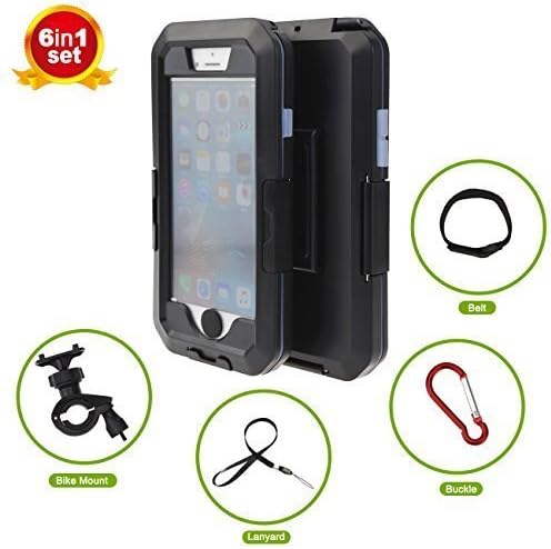 iPhone 6s Waterproof Case, iPhone 6 Waterproof Case, Mostfeel Durable Universal Waterproof, Shock Proof, Dust Proof, Snow Proof Case with Armband Bike Mount for iphone6/6s-Black