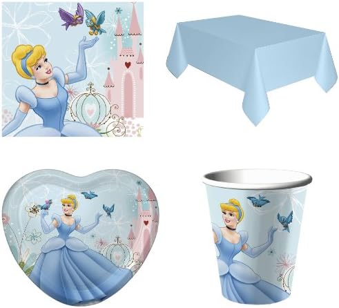 Disney Princess Cinderella Party Pack for 8 with Table Cover